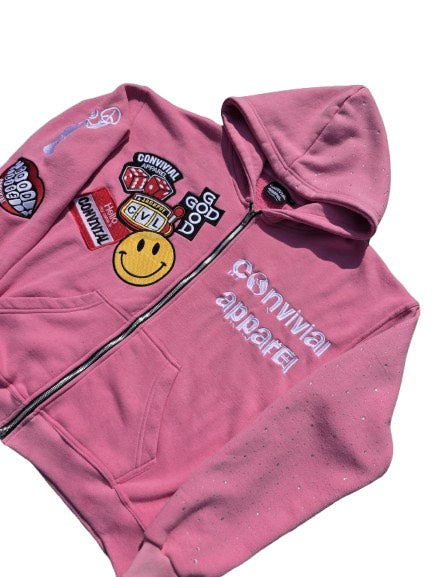 Convivial Zip up Hoodie Pink